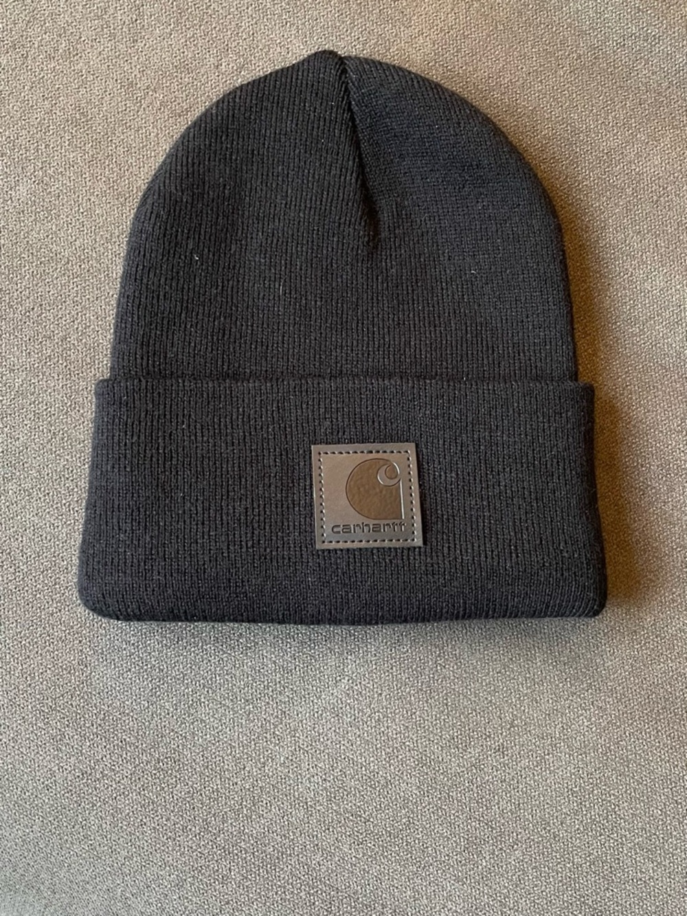 Carhartt Black Knit Cuffed Beanie with Logo Patch